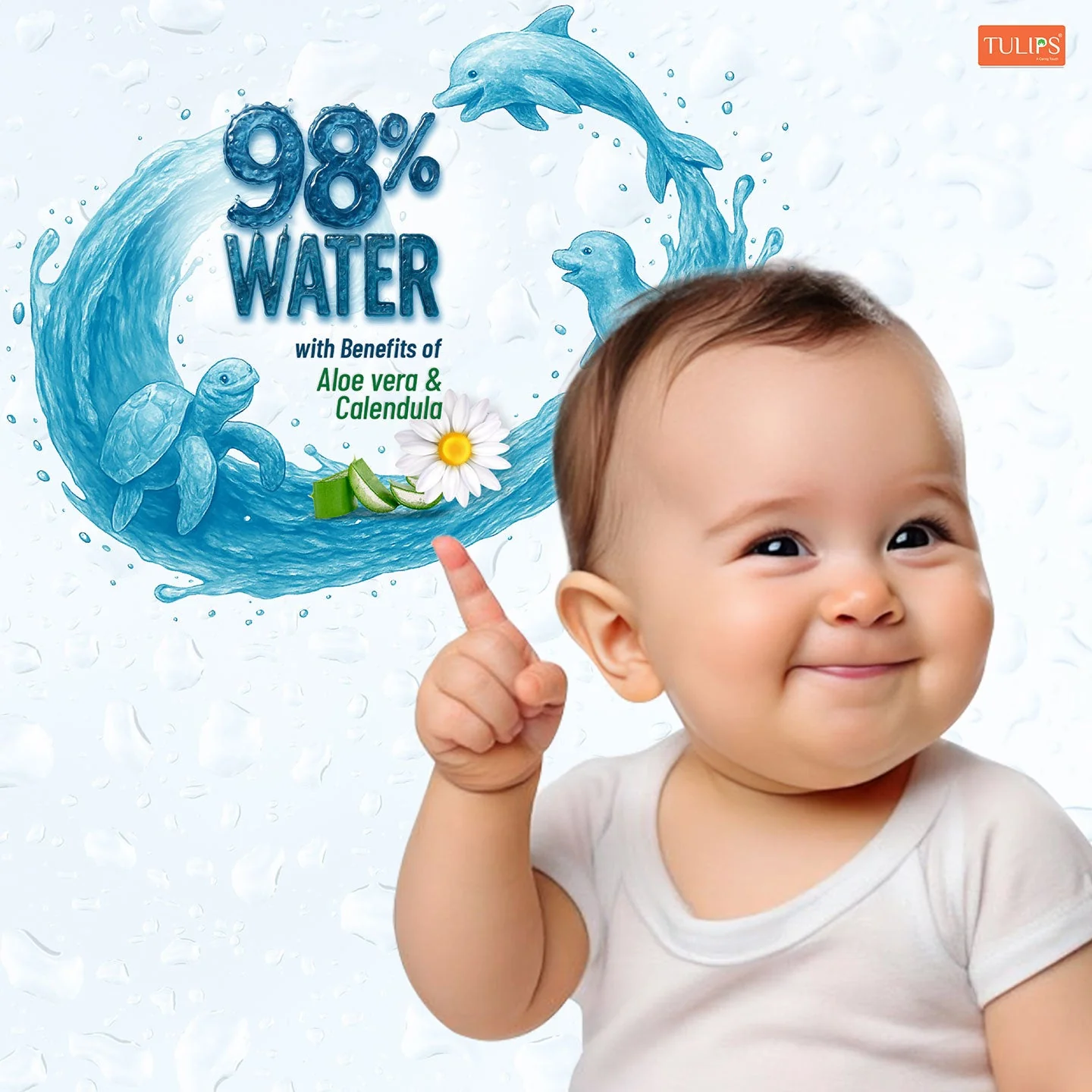 98% Water Sensitive Baby Wet Wipe with Aloe vera & Calendula - Image 6