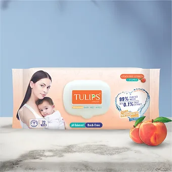 Baby Wet Wipes – Peach Fruit 72 wipes with lid - Image 4