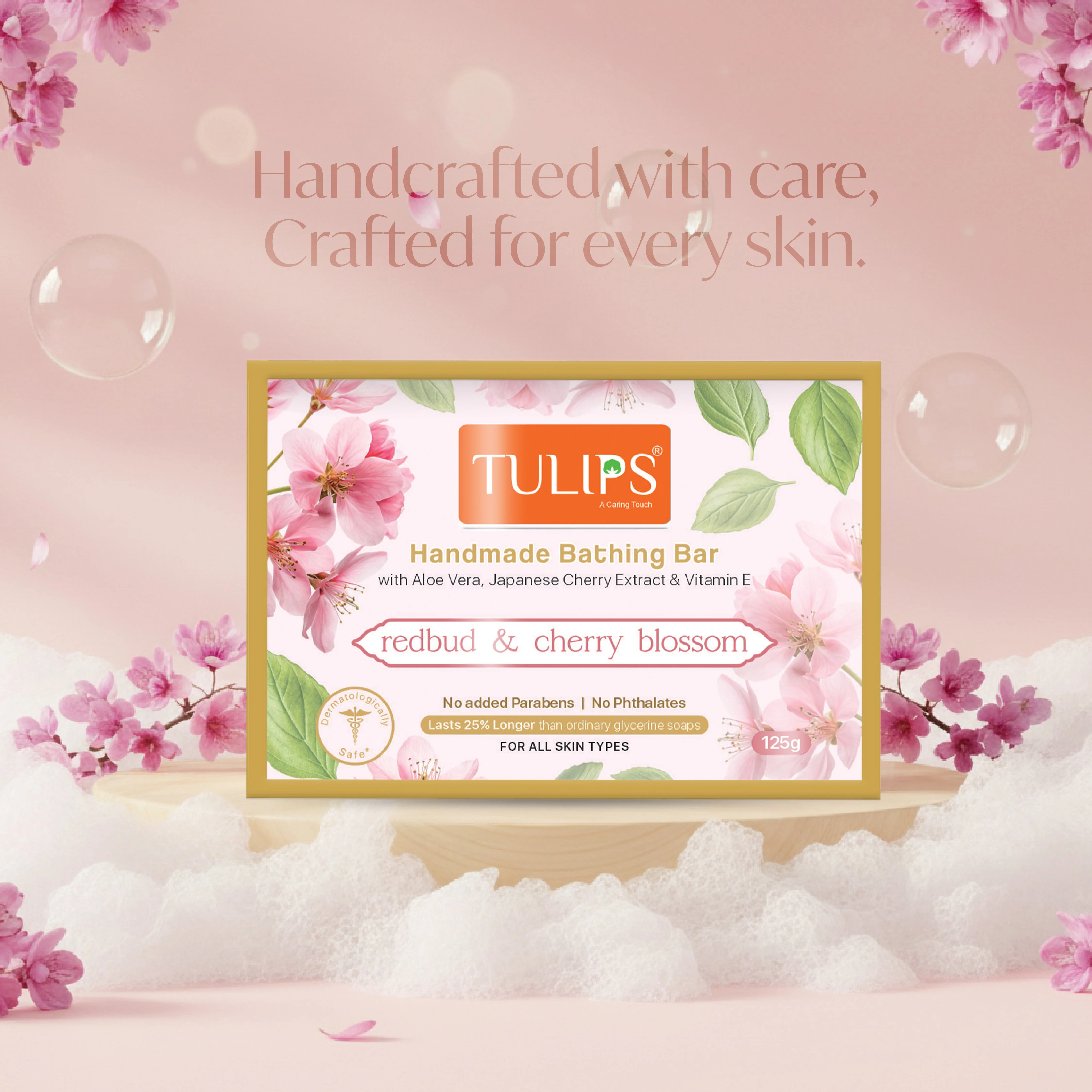 Handmade Bathing Bar - redbud & cherry blossom (125 G) - Image 7