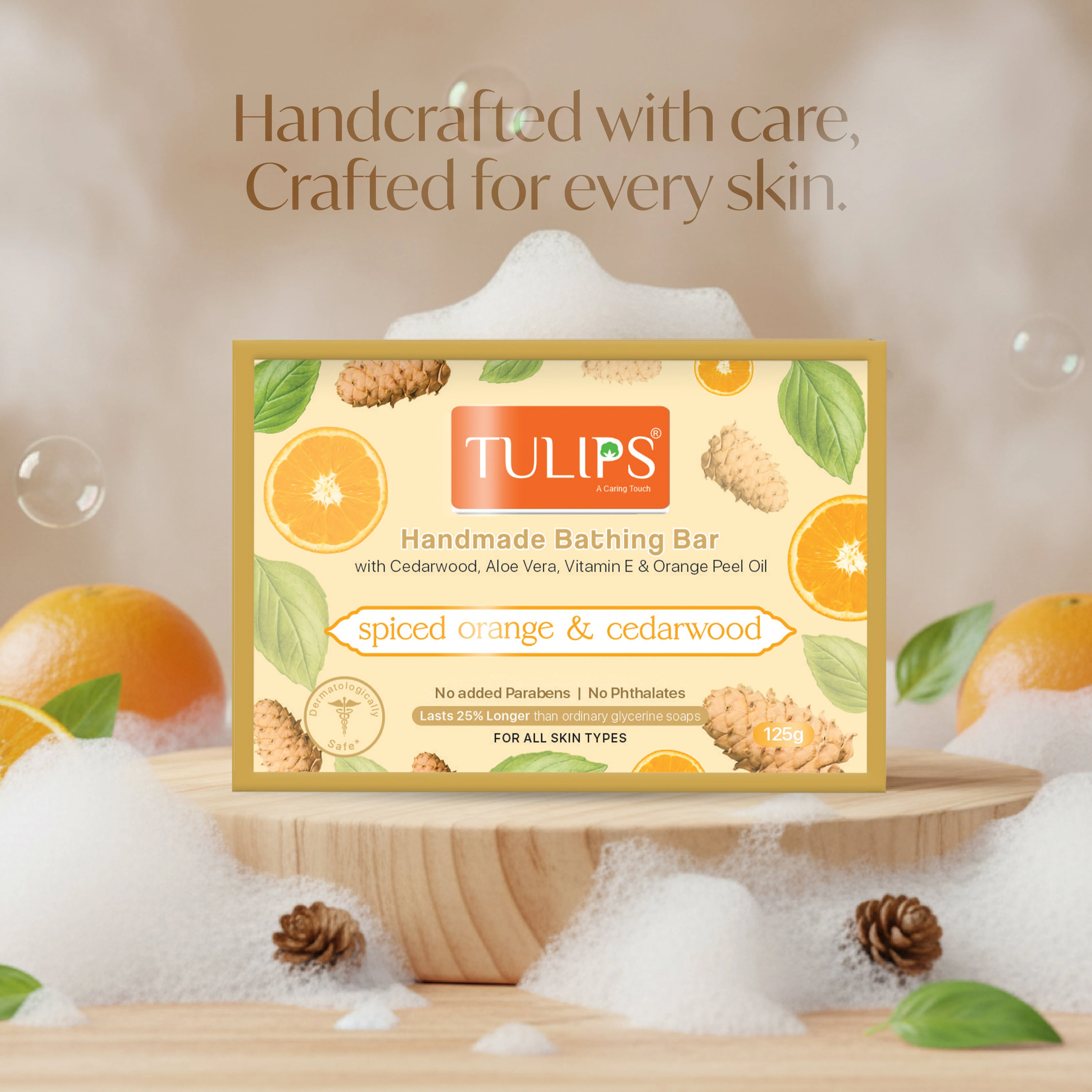 Handmade Bathing Bar - spiced orange & cedarwood (125g) - Image 7