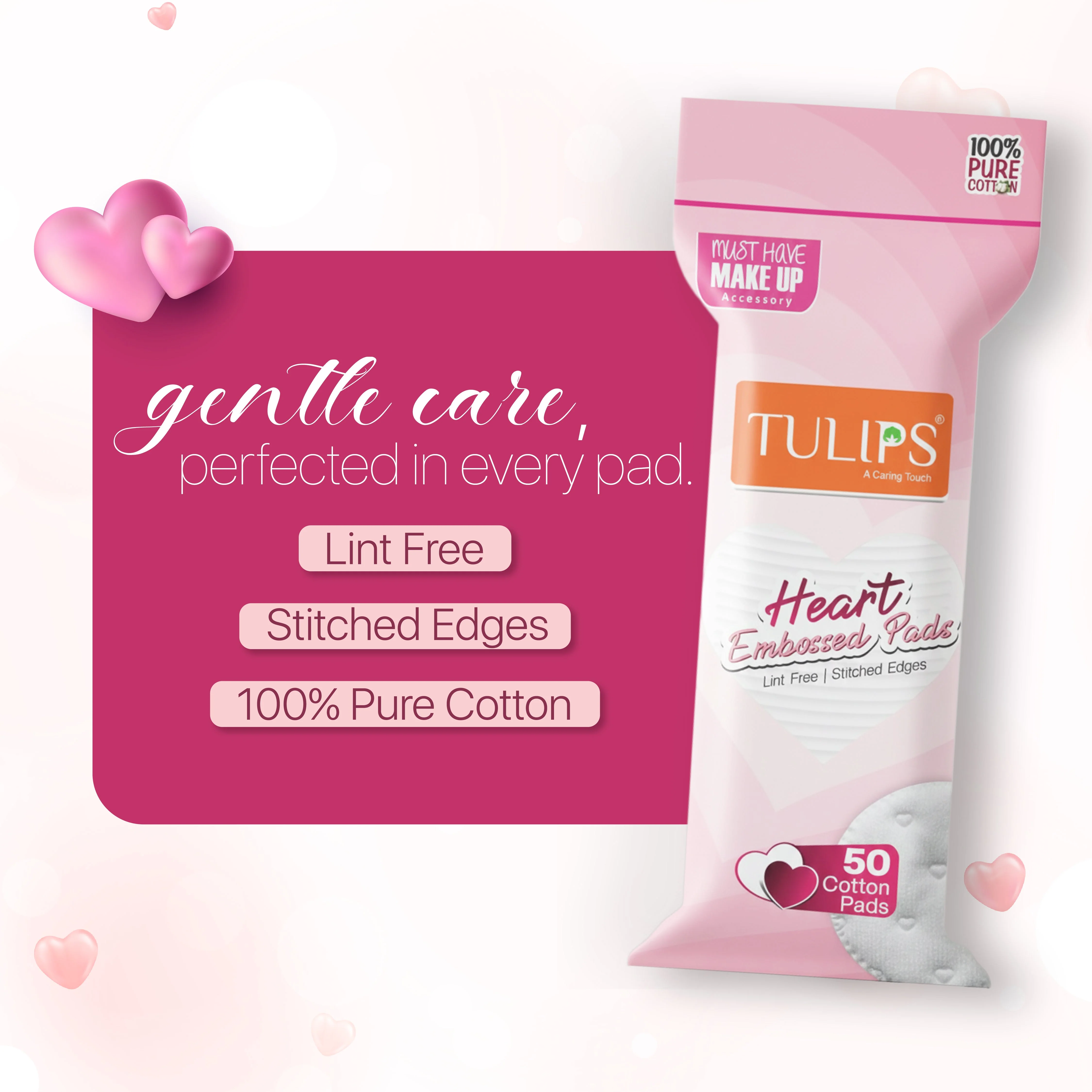 Heart Embossed Cotton Pads (50s in a Ziplock Bag) - Image 3