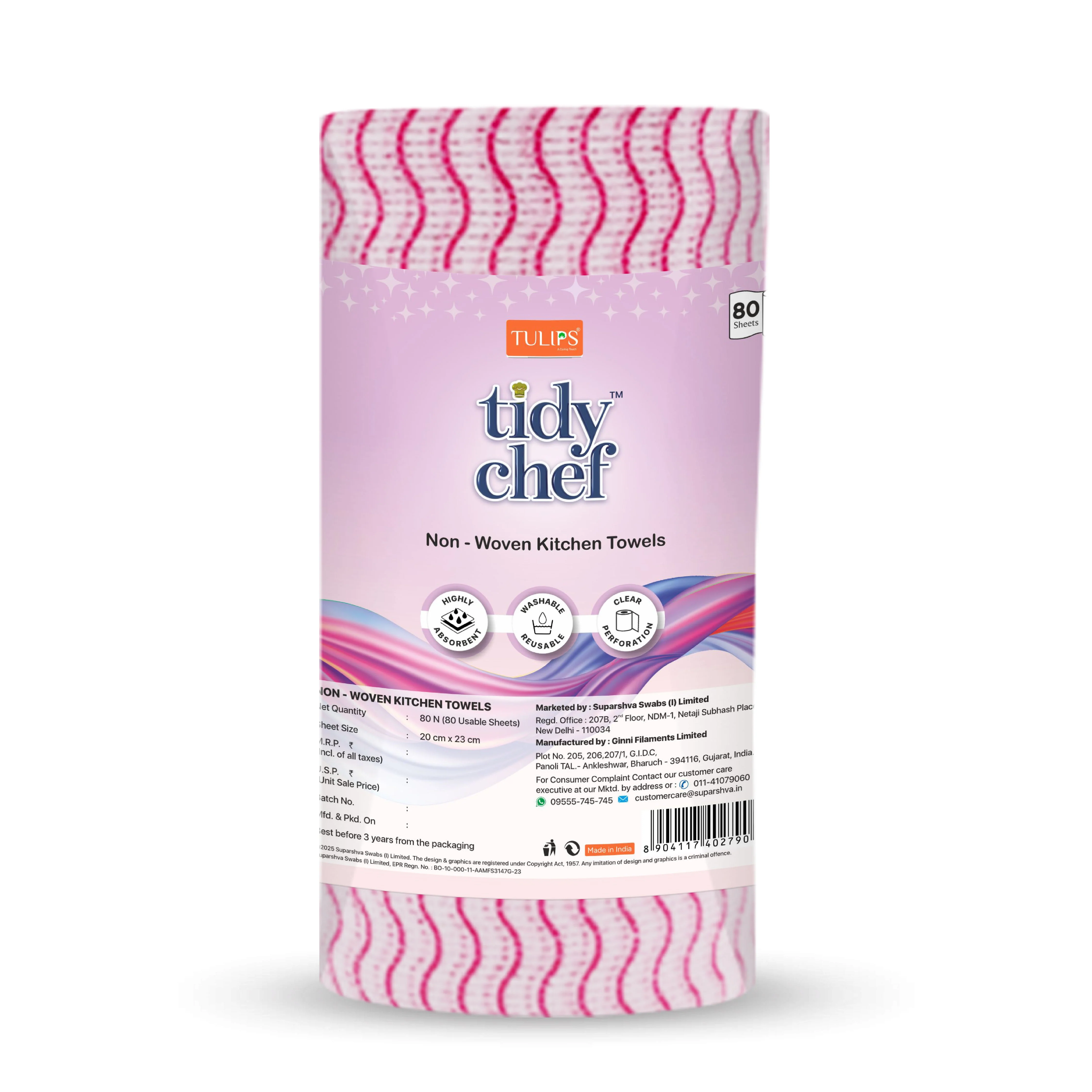 Tidy Chef Non- Woven Kitchen Towels/Roll (80 Pulls, 2 ply) - Image 5
