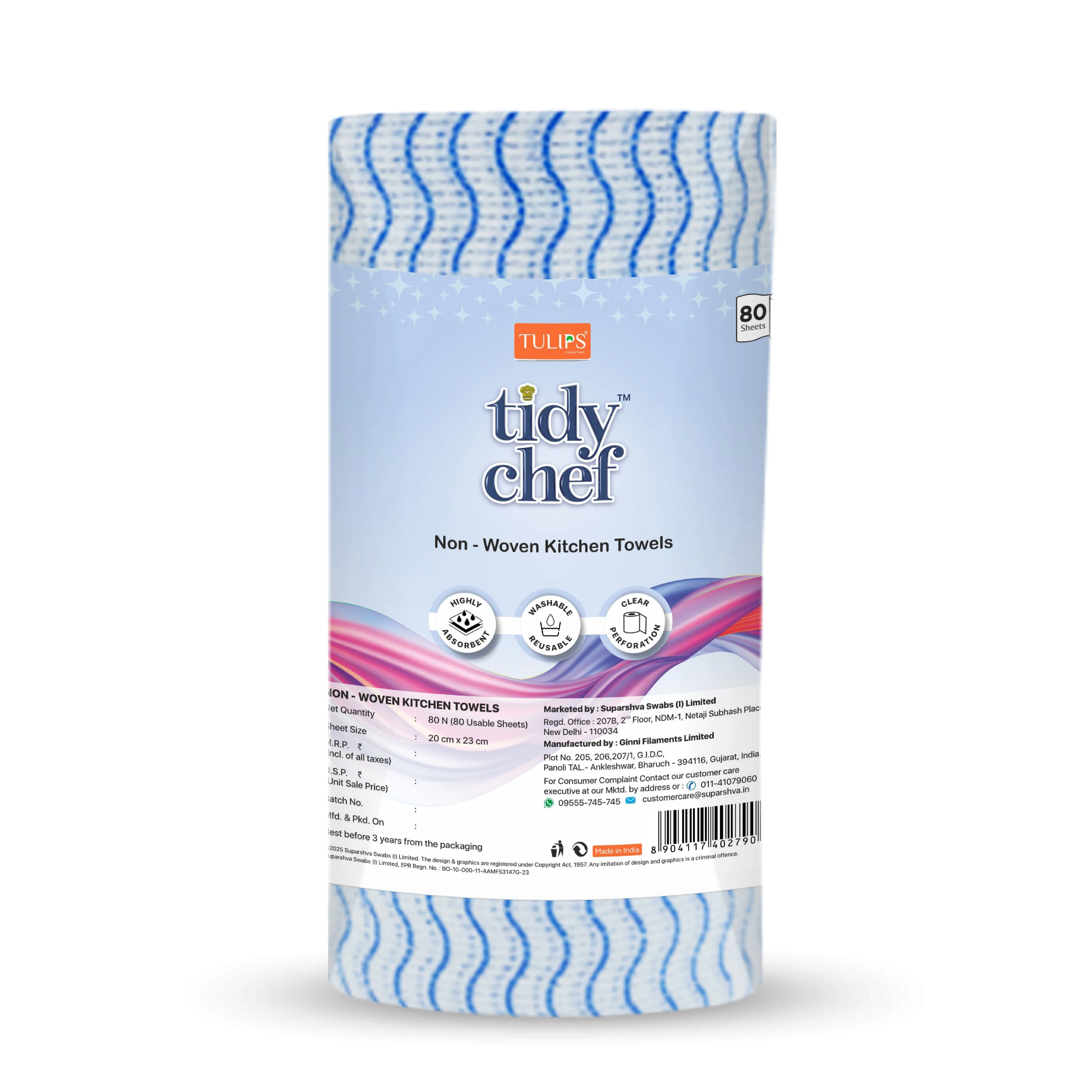 Tidy Chef Non- Woven Kitchen Towels/Roll (80 Pulls, 2 ply) - Image 6