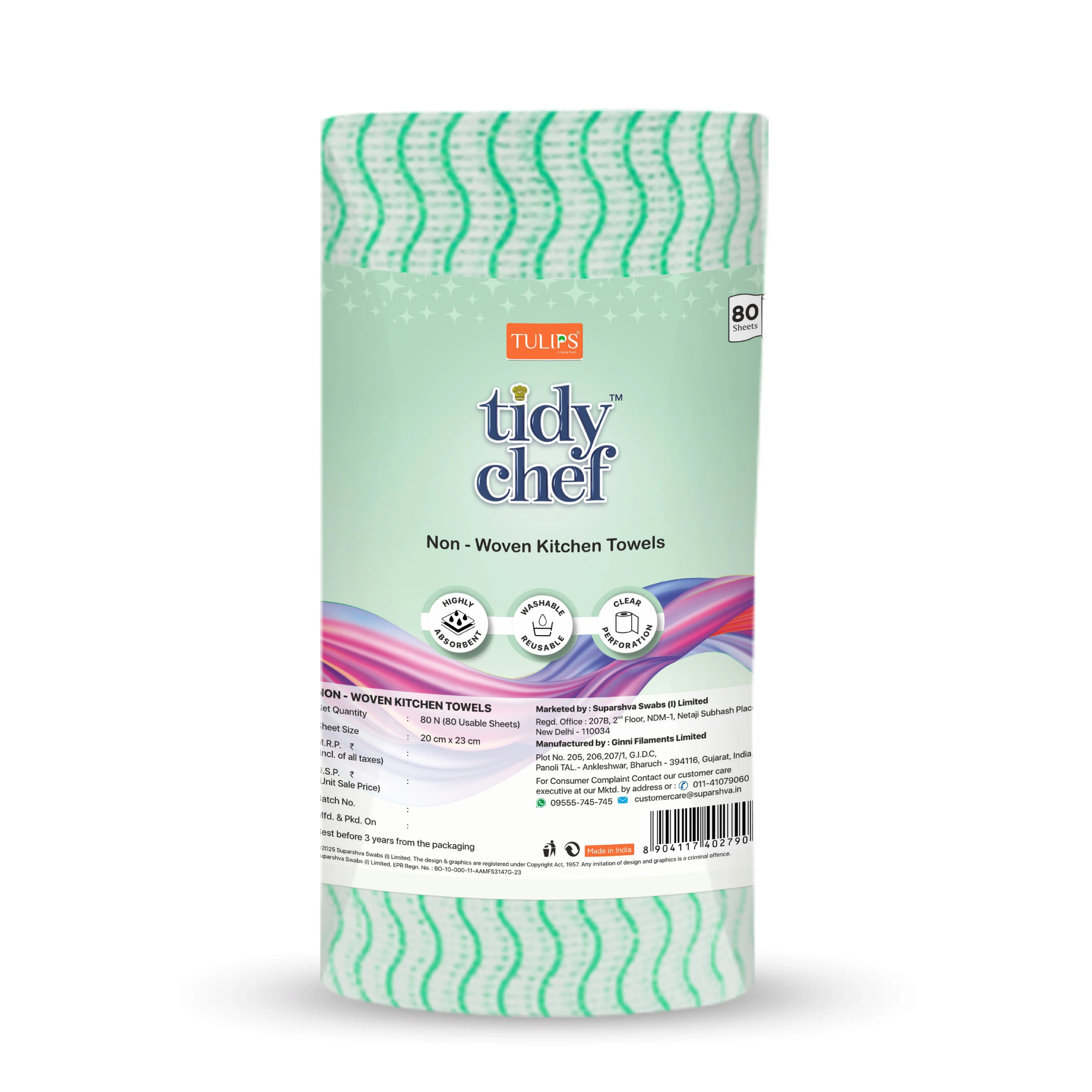 Tidy Chef Non- Woven Kitchen Towels/Roll (80 Pulls, 2 ply) - Image 7