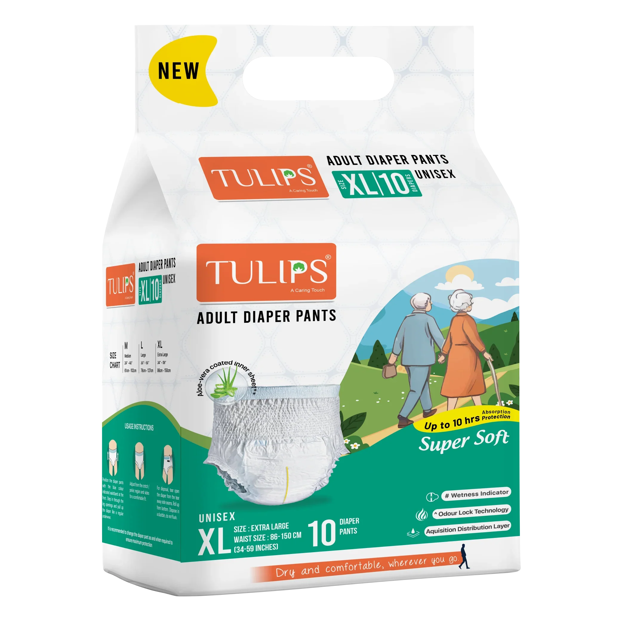 Tulips Adult 10 Diaper Pants - Size XL - Maximum Comfort & Leak Protection - Image 9