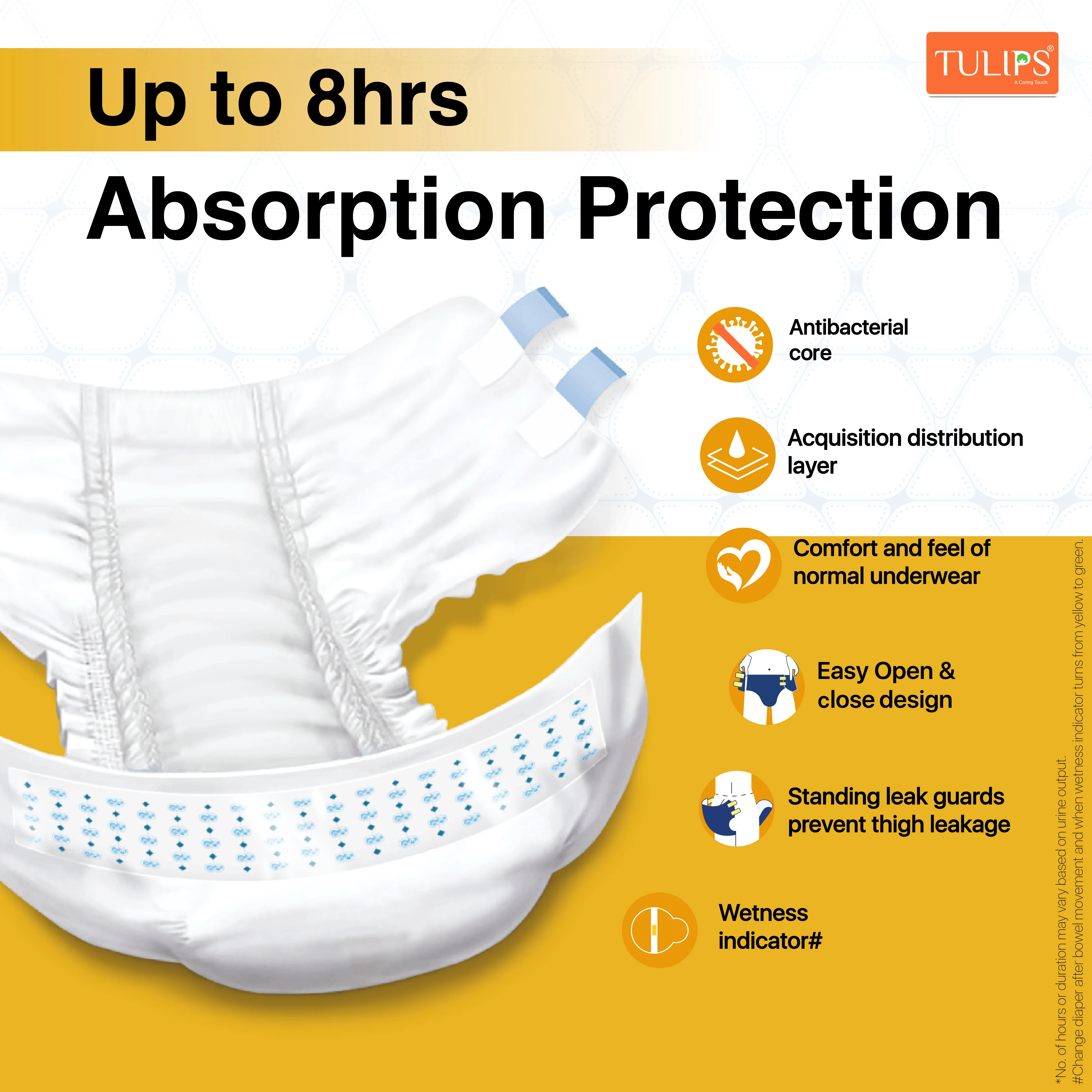 TULIPS Adult Diaper Tape Style - Protection from Urinary Incontinence (Medium) - Image 4