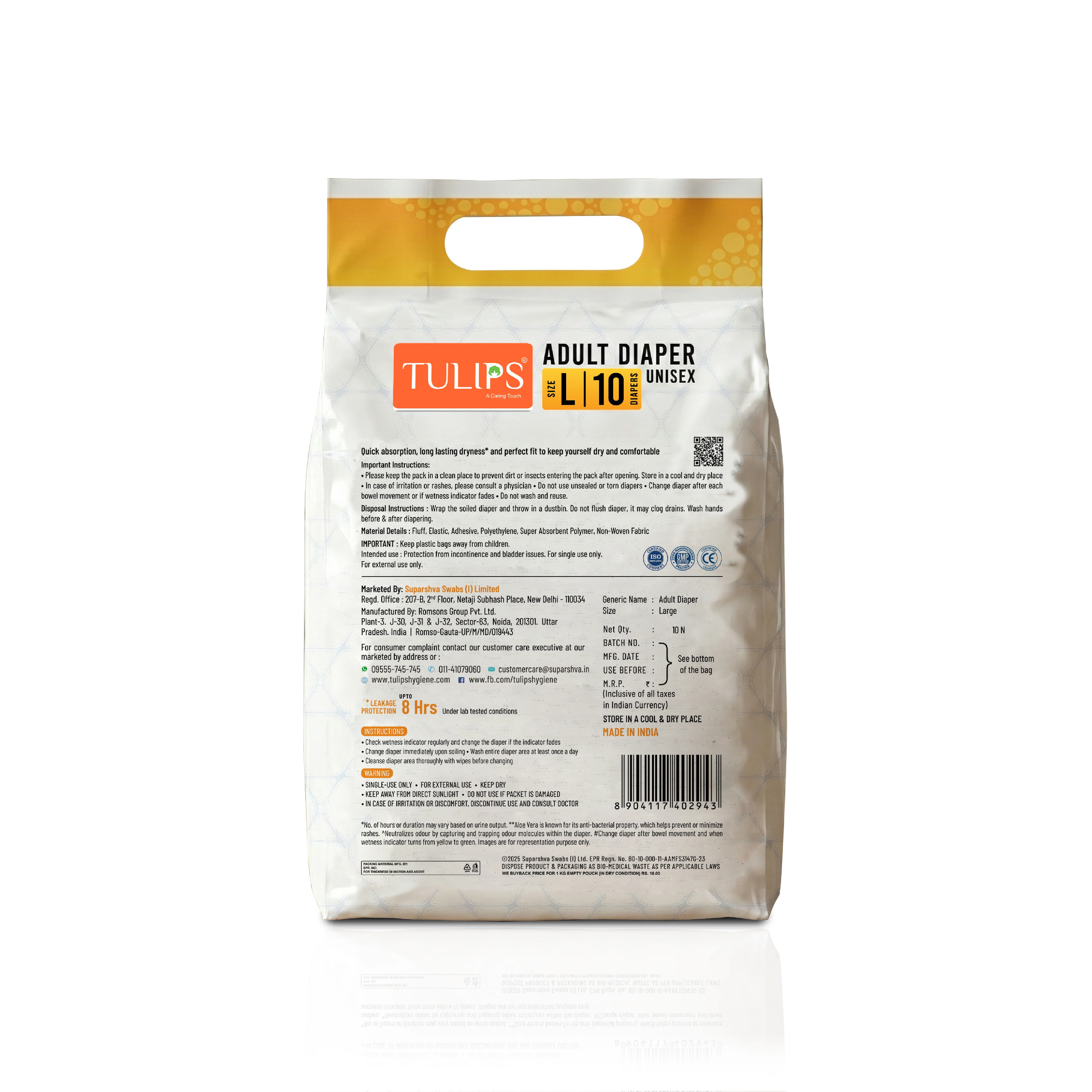 TULIPS Adult Diaper Tape Style - Protection from Urinary Incontinence (Large) - Image 8