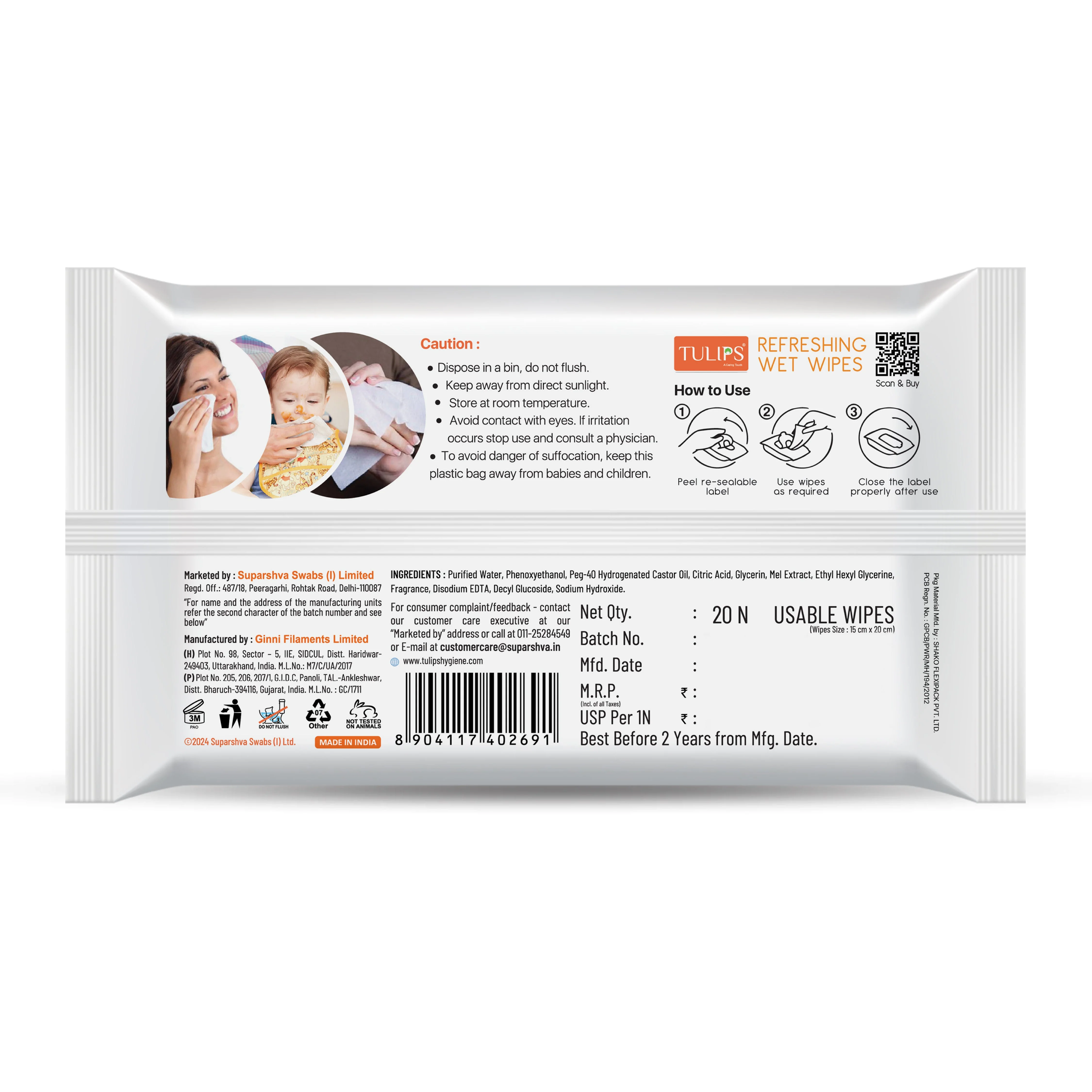 Tulips Refreshing Wet Wipes Caramel Creme (20 N) - Image 4